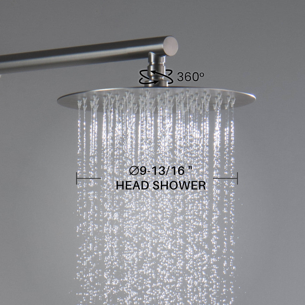 Circular Single Function Shower System, Rough, Valve, Brushed Nickel