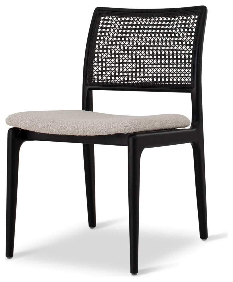 Charlotte Cane Side Chair, Boucle Crafted Glaze Seat, Ebano Frame, Ebano Webbing
