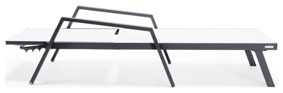 LeisureMod Marlin Outdoor Patio Stackable Chaise Lounge Chair With Armrests, White