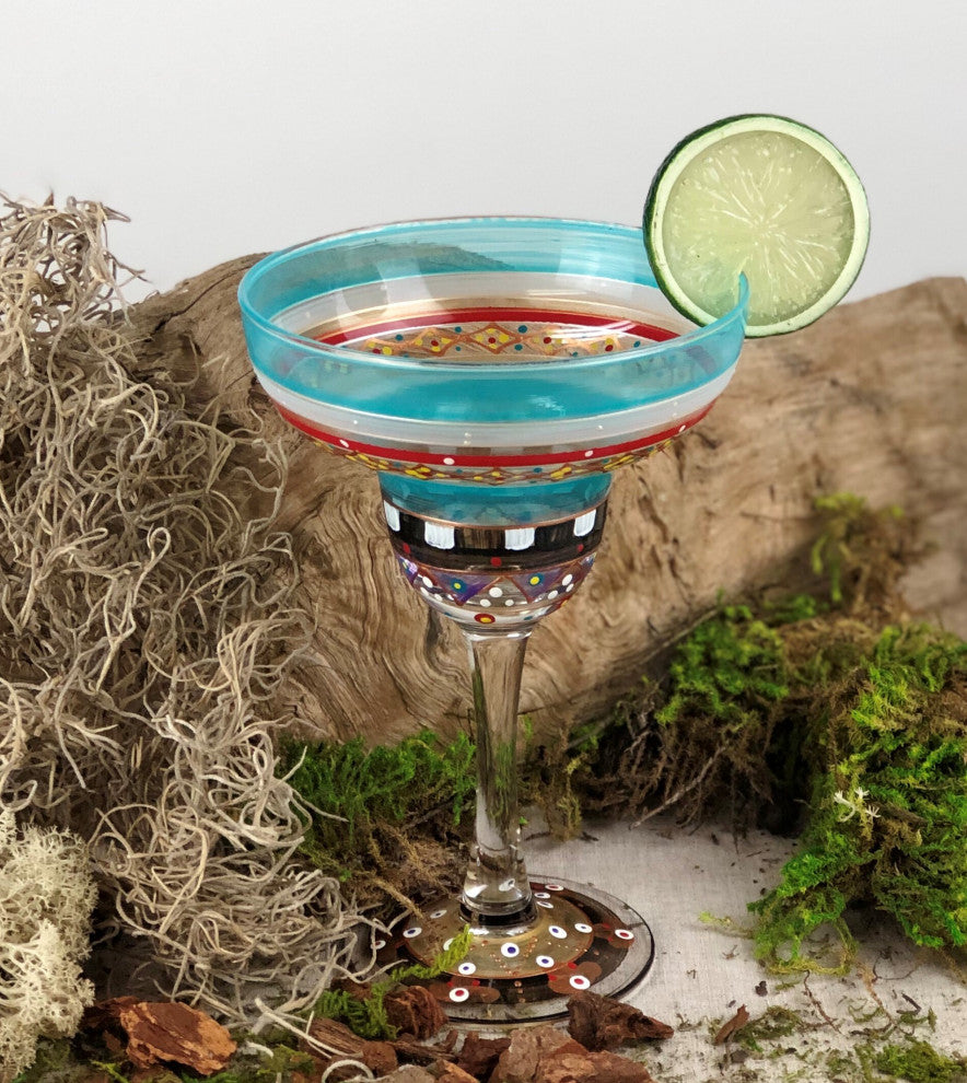 Mosaic Carnival Margarita Glasses, Set of 2