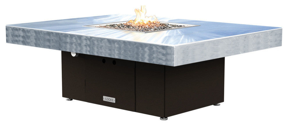 Rectangular Fire Pit Table, 48x36, Natural Gas, Brushed Alumiminum Top, Bronze