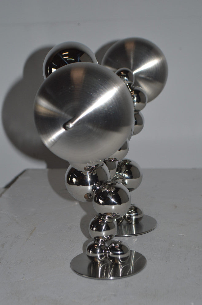 Modern Art Weightlifter Squat Position Chrome Statue - Size: 20"L x 7"W x 12"H