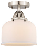 Large Bell Semi-Flush Mount, Brushed Satin Nickel, Matte White, Matte White