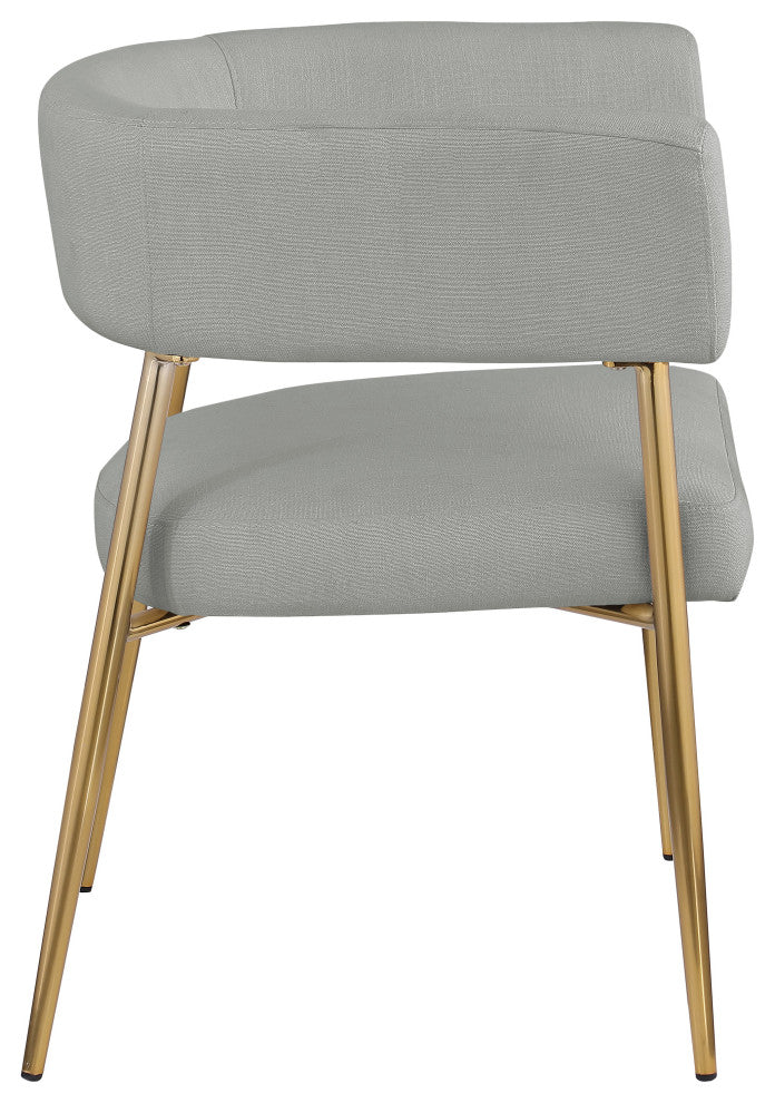 Creston Durable Linen Textured Fabric Upholstered Dining Chair, Grey