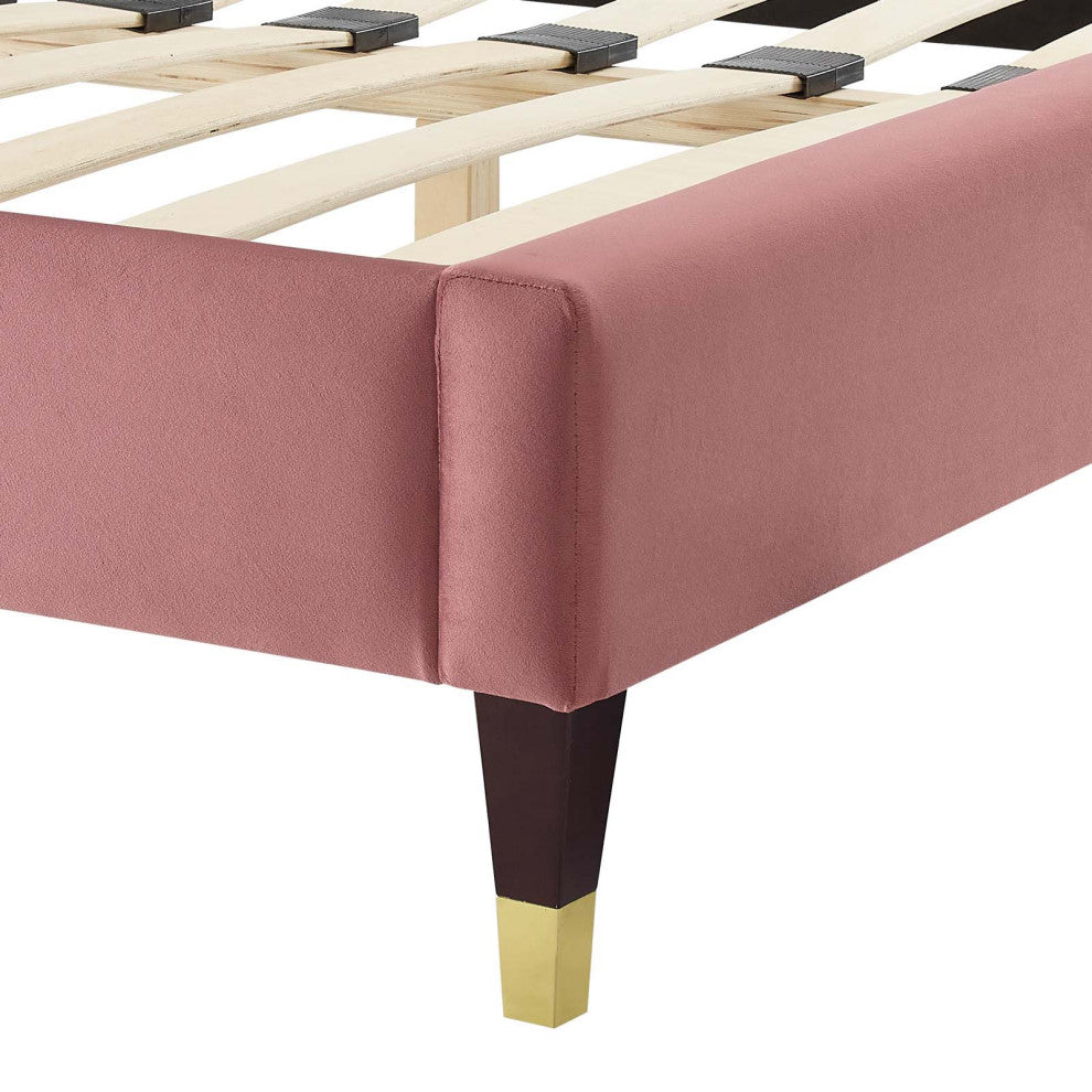 Liva Performance Velvet King Bed, Dusty Rose