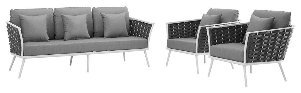 Stance 3-Piece Outdoor Patio Aluminum Sectional Sofa Set, Gray