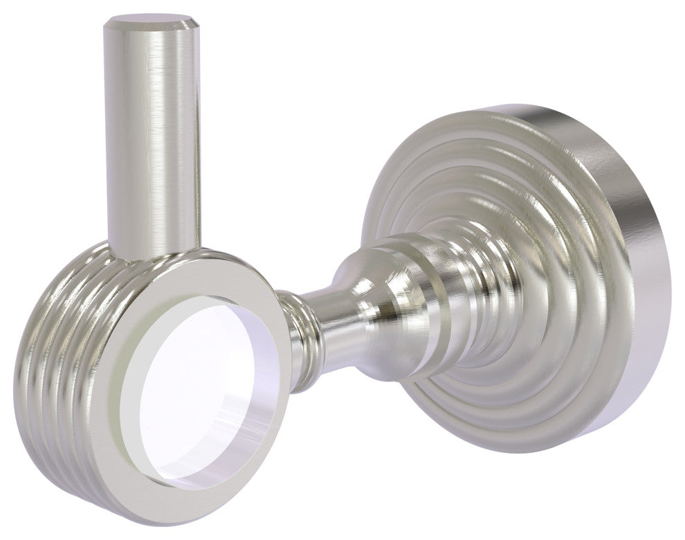Pacific Grove Robe Hook with Groovy Accents, Satin Nickel