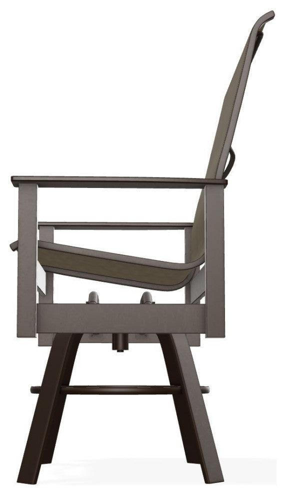 Leeward Sling Balcony Height Outdoor Swivel Armchair, Beacon/Kona