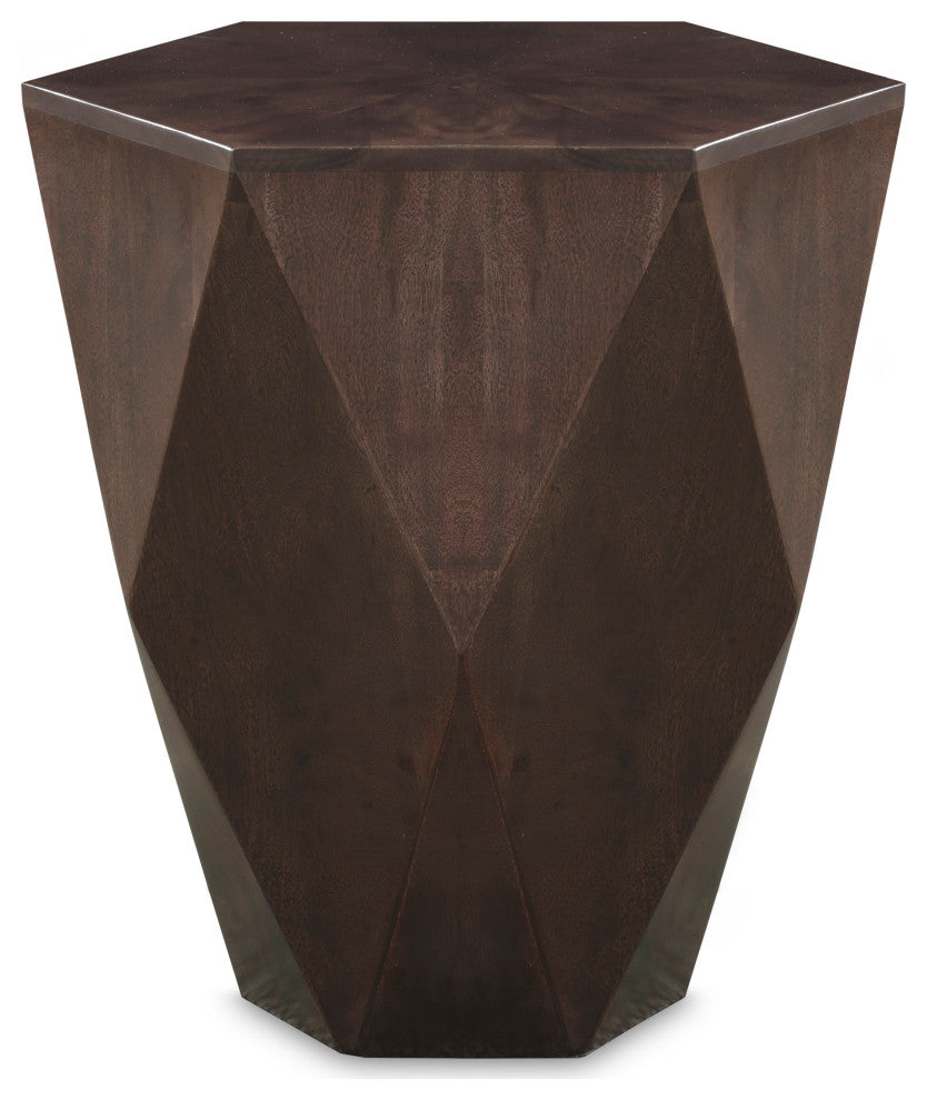 Diamante Oak Veneer End Table, Brown