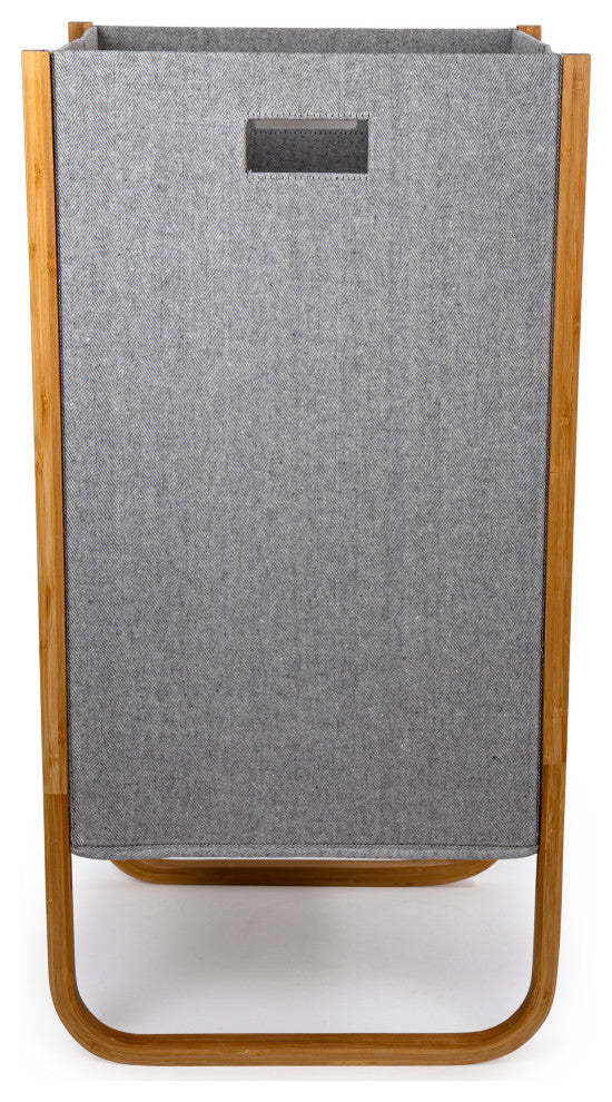 Modern and Sleek Woven Paper and Bamboo Grey Laundry Hamper