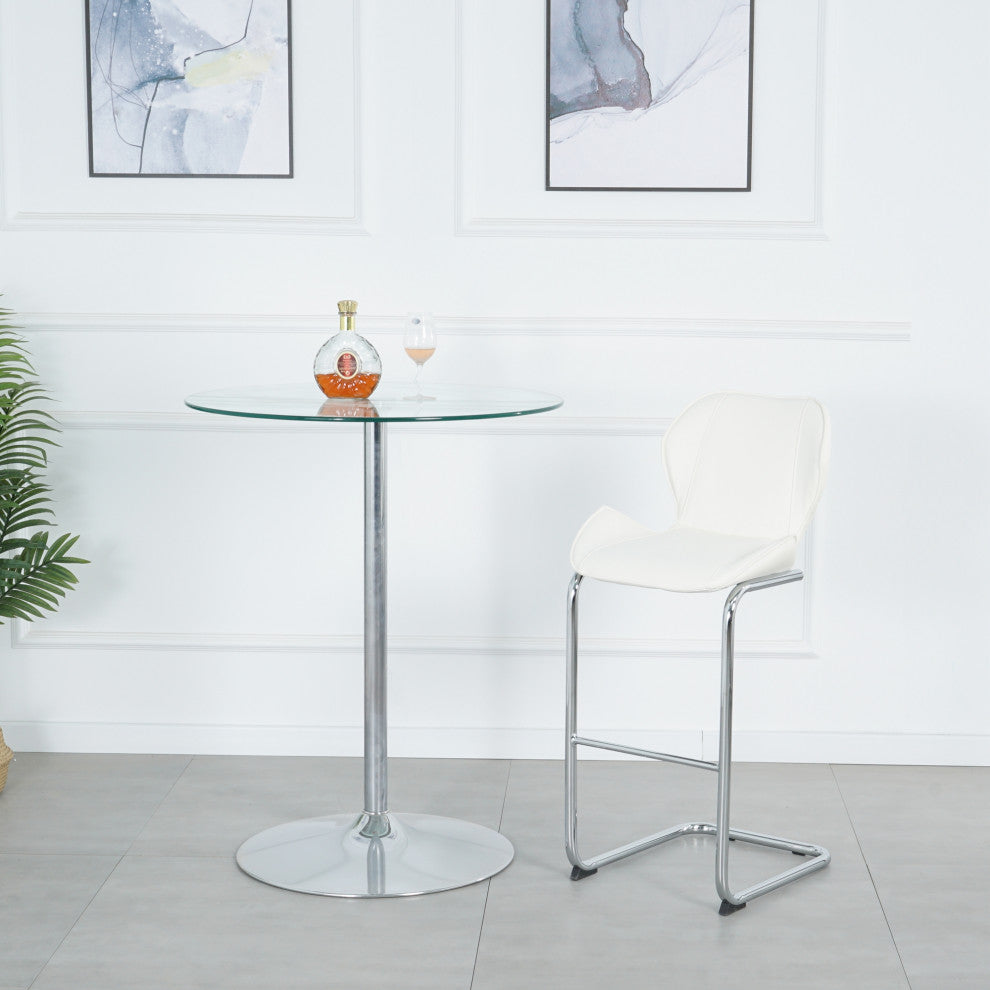 Modern PU 4 Bar chairs with Metal Legs for Dining,kitchen and Bar, White