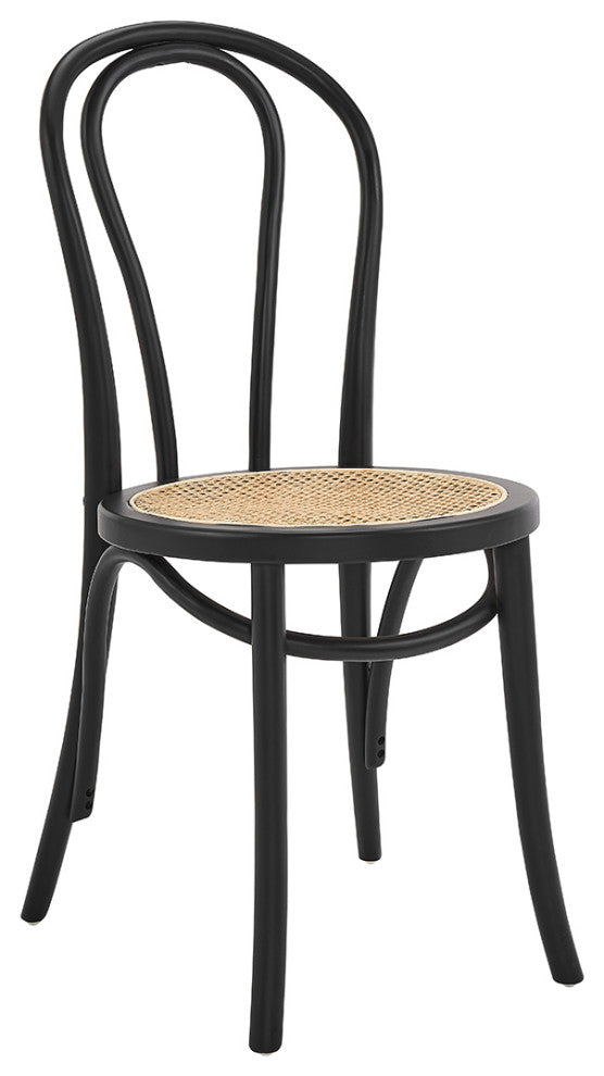 Marko Side Chair, Matte Black With Natural Seat