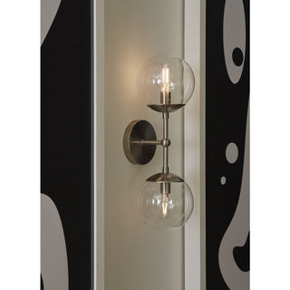 Atwell Collection Two-Light Brushed Nickel Mid-Century Modern Wall Sconce