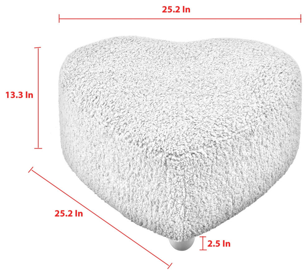 Rustic Manor Elouise Ottoman, Upholstered, Sherpa, Blush