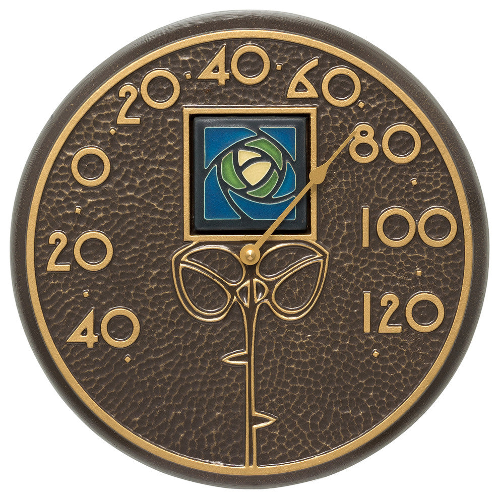 French Bronze Blue Dard Hunter Rose Thermometer