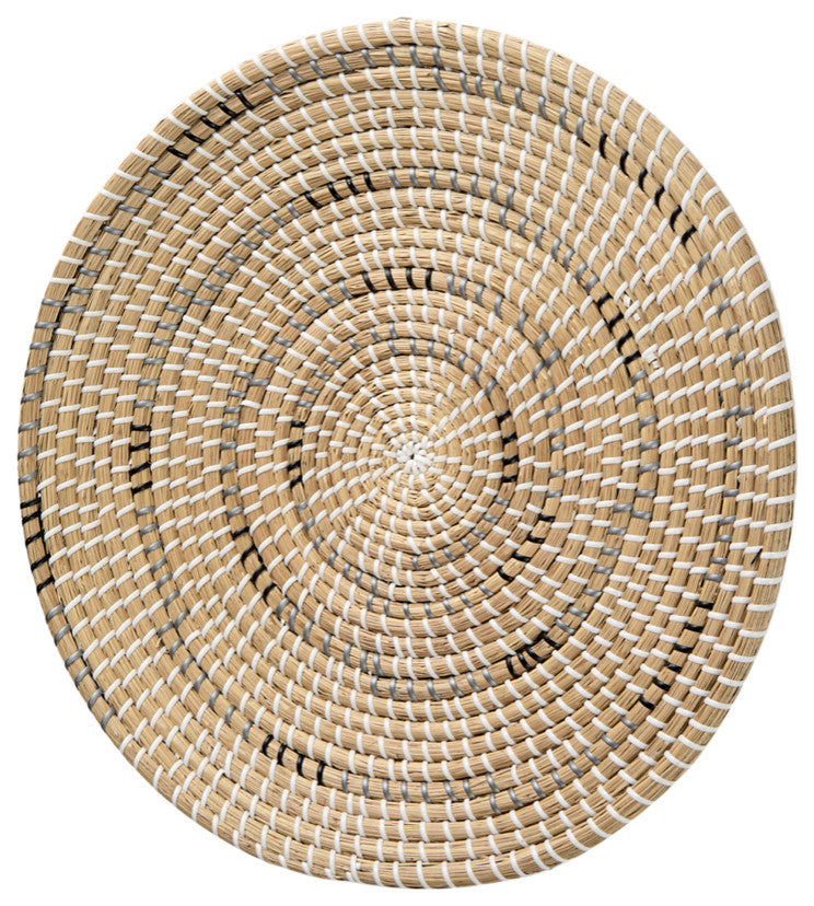 Avel Light Brown Seagrass With Dark Brown String Round Wall Hanging Plate