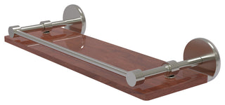 Prestige Skyline 16" Solid Wood Shelf with Gallery Rail, Satin Nickel