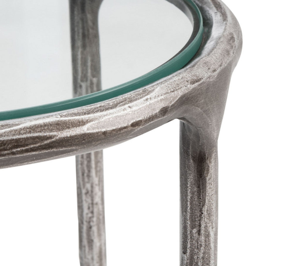 Safavieh Couture Jessa Forged Metal Tall Round End Table, Silver