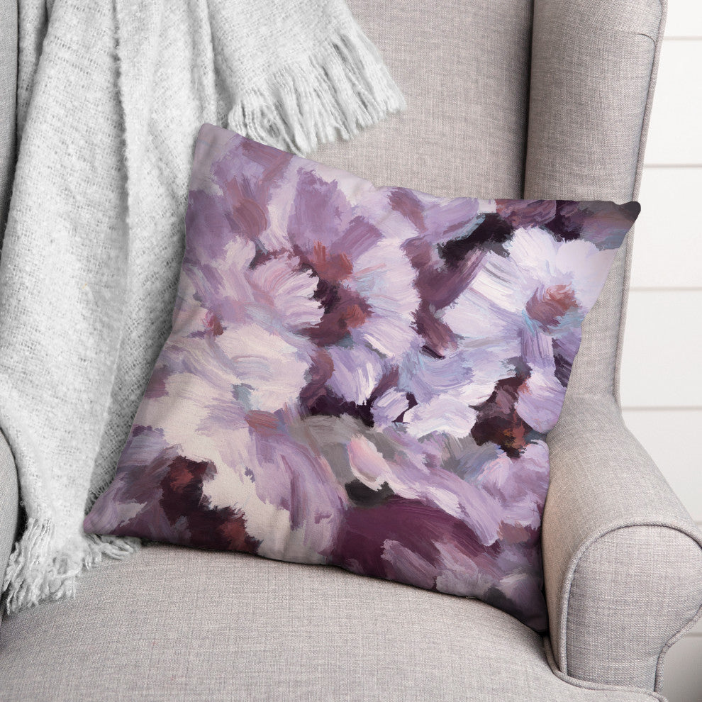 Soft Floral Abstract Lilac 16x16 Spun Poly Pillow