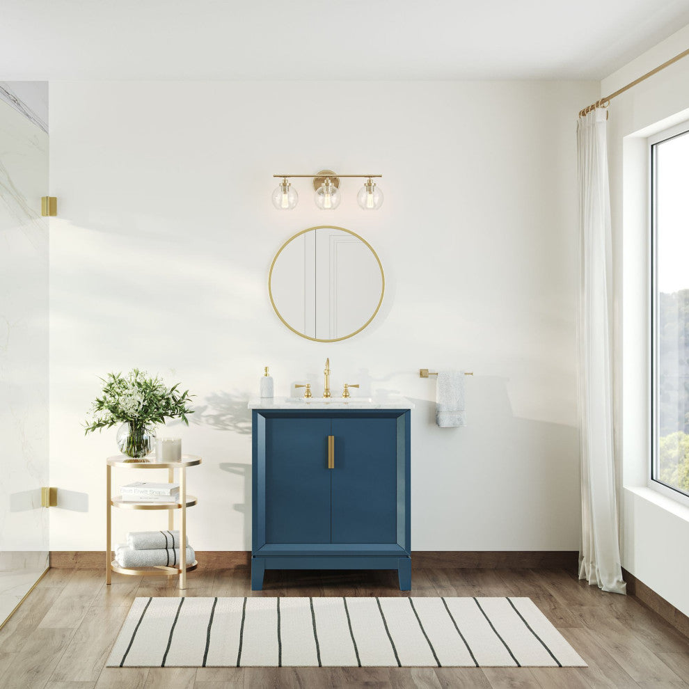 The Ezra Bathroom Vanity, Monarch Blue, 30", Single Sink, Freestanding