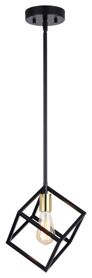 Deering Matte Black and Gold Satin Brass Contemporary Mini Pendant Ceiling Light