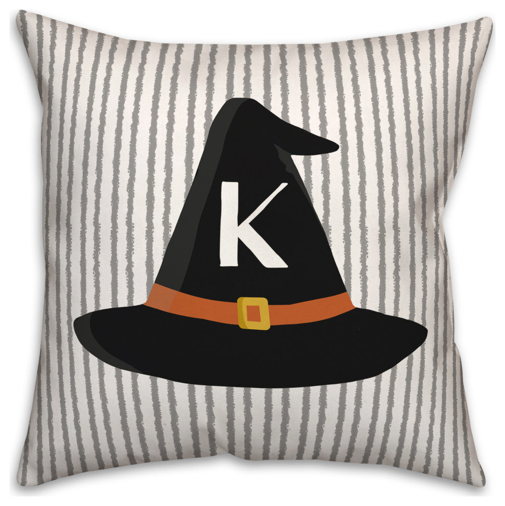 Halloween Monogram Hat K 18x18 Spun Poly Pillow