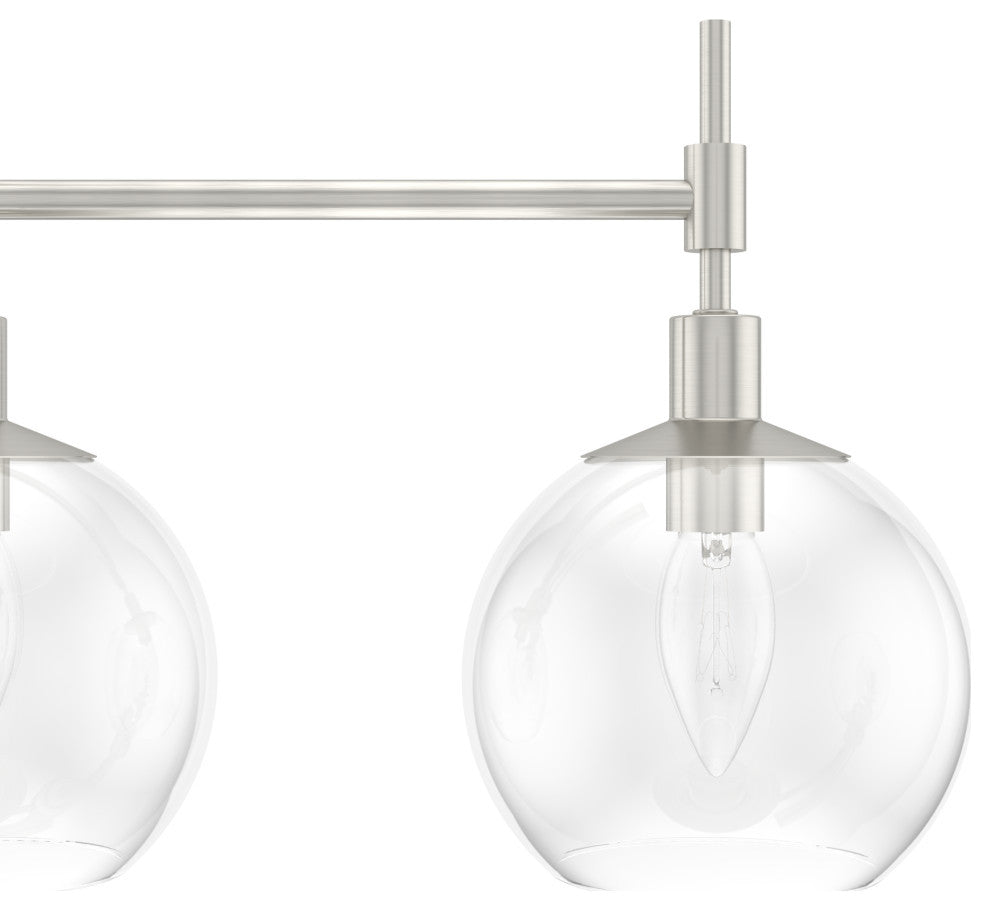 Xidane Brushed Nickel, Clear Glass 5 Light Linear Chandelier Light