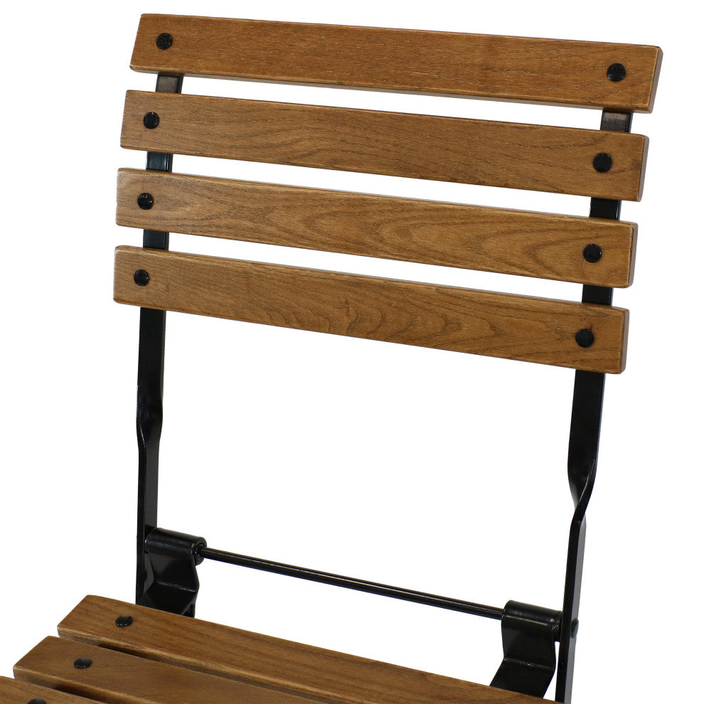 Sunnydaze European Chestnut Wooden Folding Bistro Side Chair, Set of 4