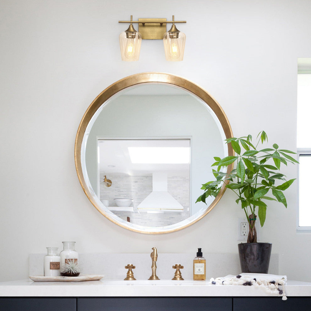 Modern Bathroom Dimmable Vanity Light, Gold, 2 Light