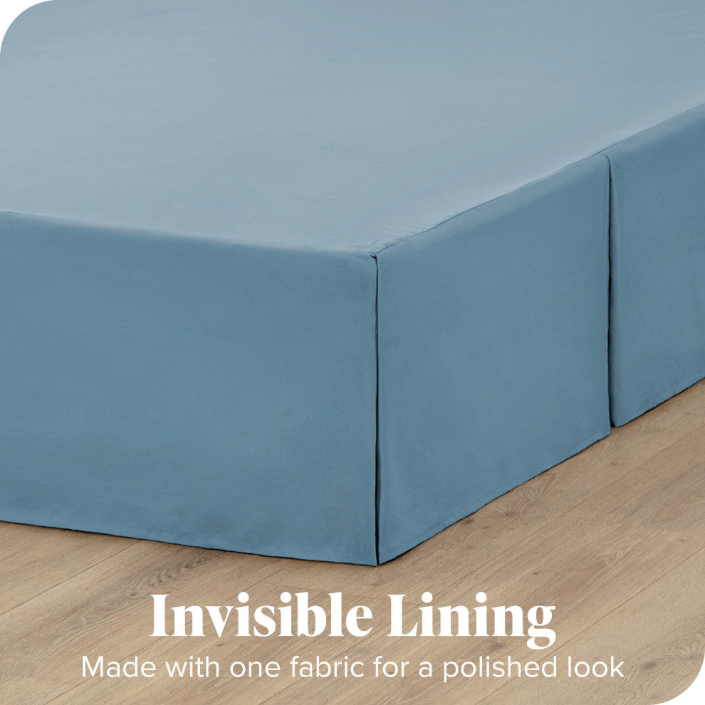 Bare Home Microfiber Bed Skirt , 15" Drop Length, Coronet Blue, Queen