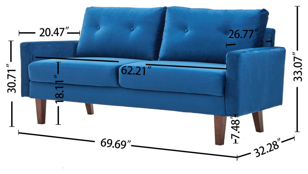 Blue Velvet Modern Tufted Modular Sofa