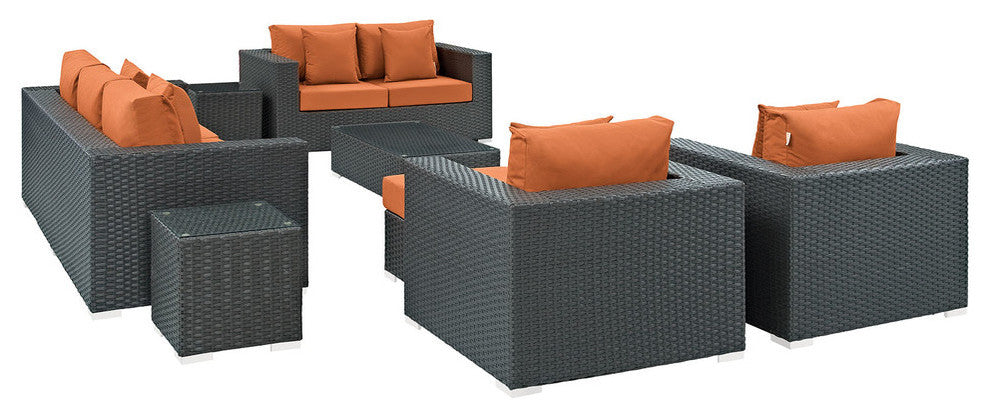 Canvas Tuscan Sojourn 9-Piece Outdoor Patio Sunbrella Sectional Set