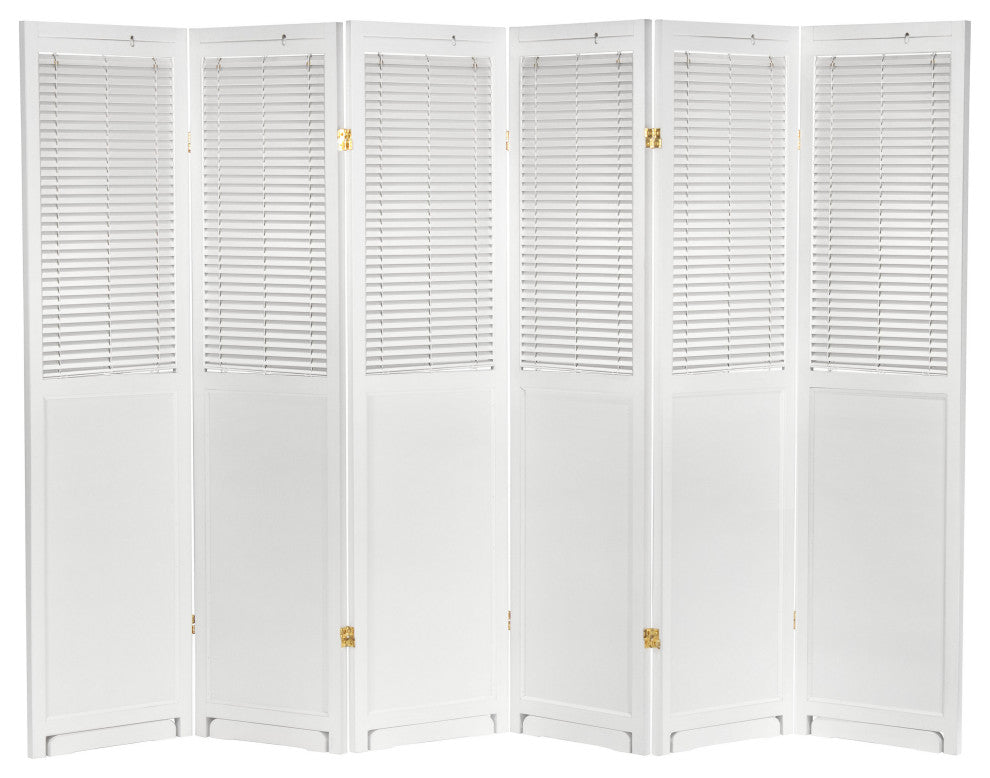 6'' Tall Adjustable Shutter Room, White, 6 Panel