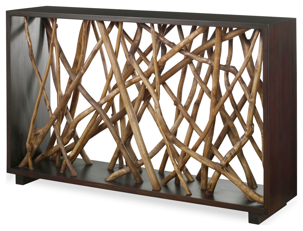 Uttermost Teak Maze Console table