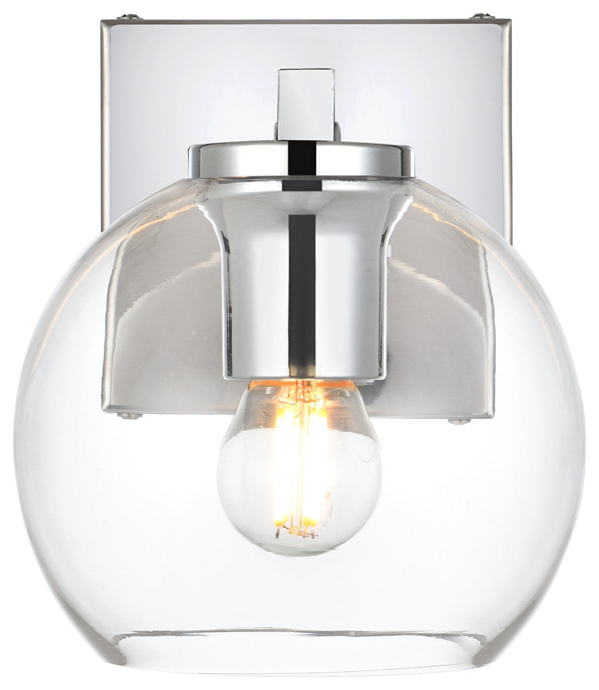 1 Light Chrome And Clear Bath Sconce