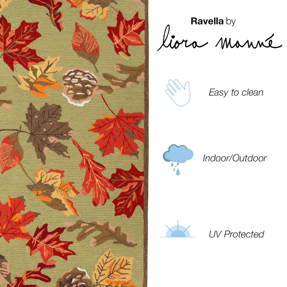 Ravella Falling Leaves Indoor/Outdoor Rug Moss 7'6"x9'6"