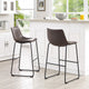 Lorenzo Bar Stools Brown Faux Leather, Set of 2