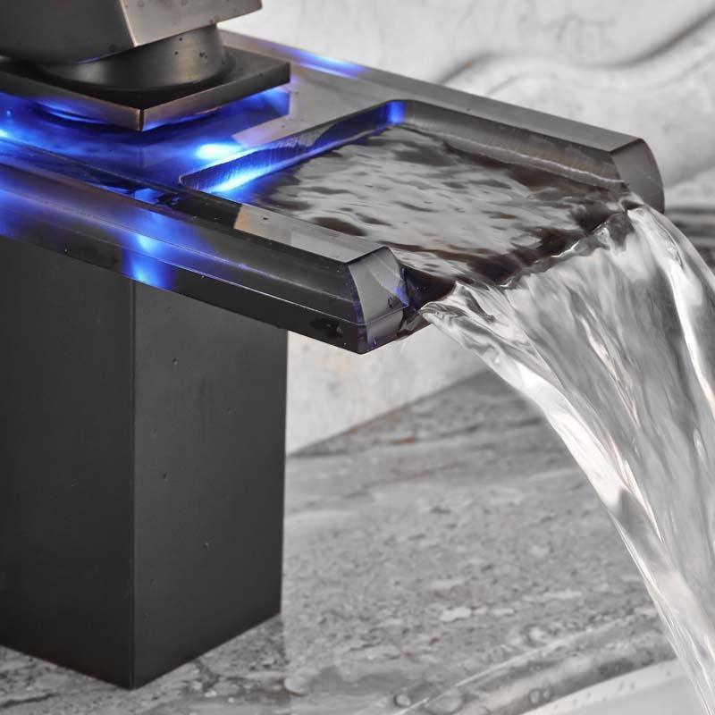 Lenox Oil Rubbed Bronze LED Color Changing Bathroom Sink Faucet