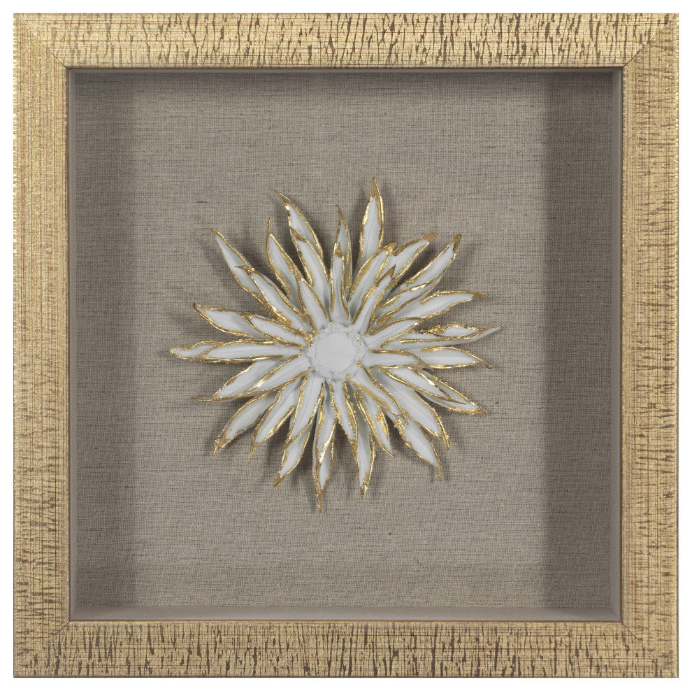 Gold Ceramic Flower Shadow Box Wall DÃ©cor (MS39291DP)
