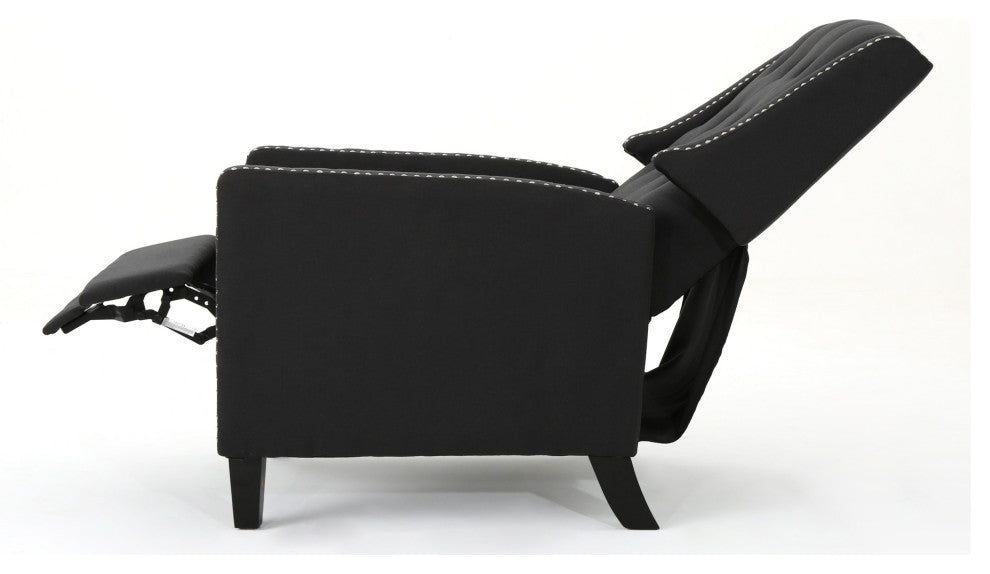 GDF Studio Ingrid Tufted Back Fabric Recliner Chair, Dark Charcoal