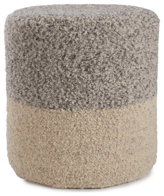 Micco Ombre Cylinder Pouf, Light Gray/Cream