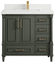 Aberdeen 36 Center Sink Bath Vanity in Pewter Green 2" White Quartz