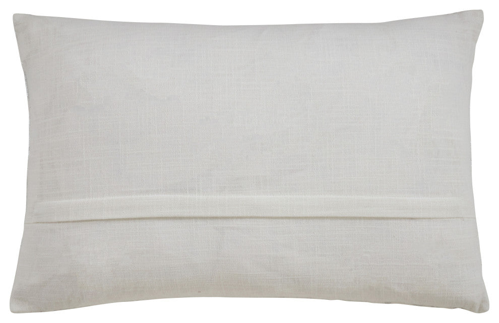 Distressed Metallic Foil Design Cotton Poly Filled Throw Pillow, 14"x22", Silver