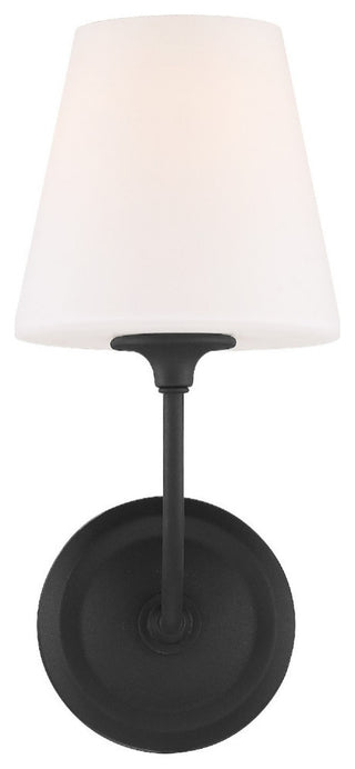 Sylvan 1 Light Wall Mount in Black Forged with White Glass