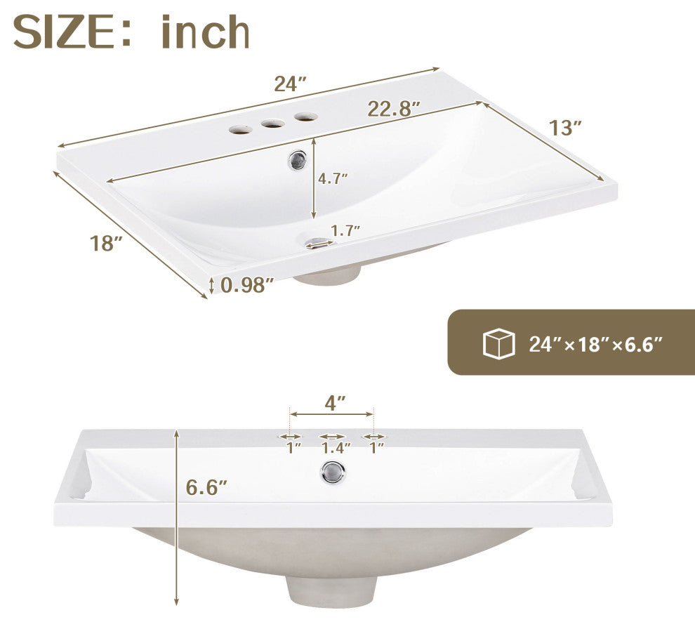 Gewnee 24" Bathroom Vanity with Sink