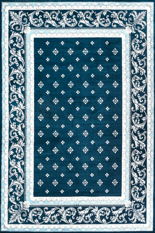 Acanthus French Border, Navy/Blue, 3'x5'
