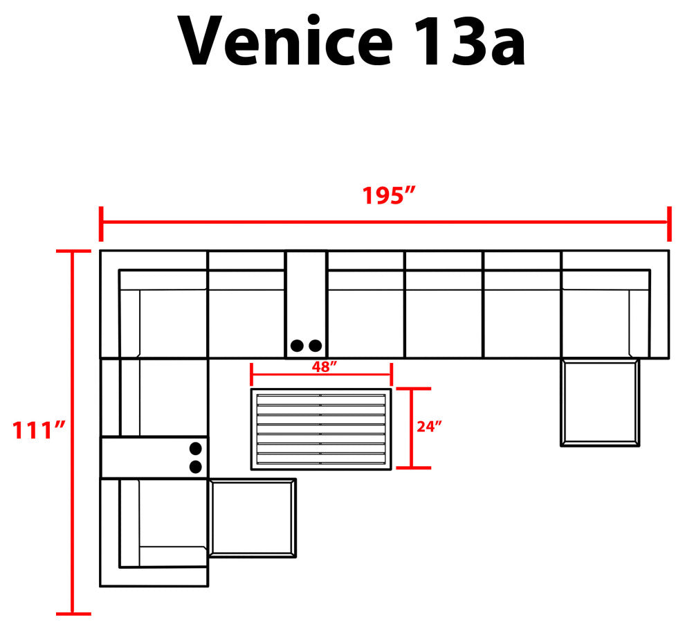 Venice 13 Piece Outdoor Wicker Patio Furniture Set 13a