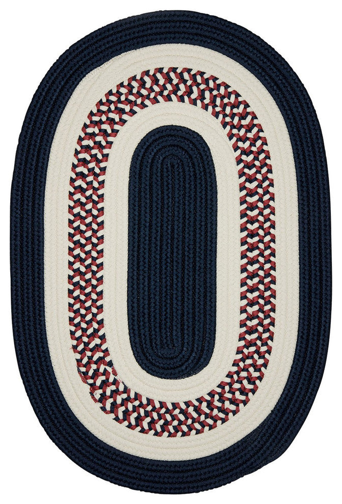 Flowers Bay FB50 Patriot Blue Indoor/Outdoor Area Rug, Round 8'x8'