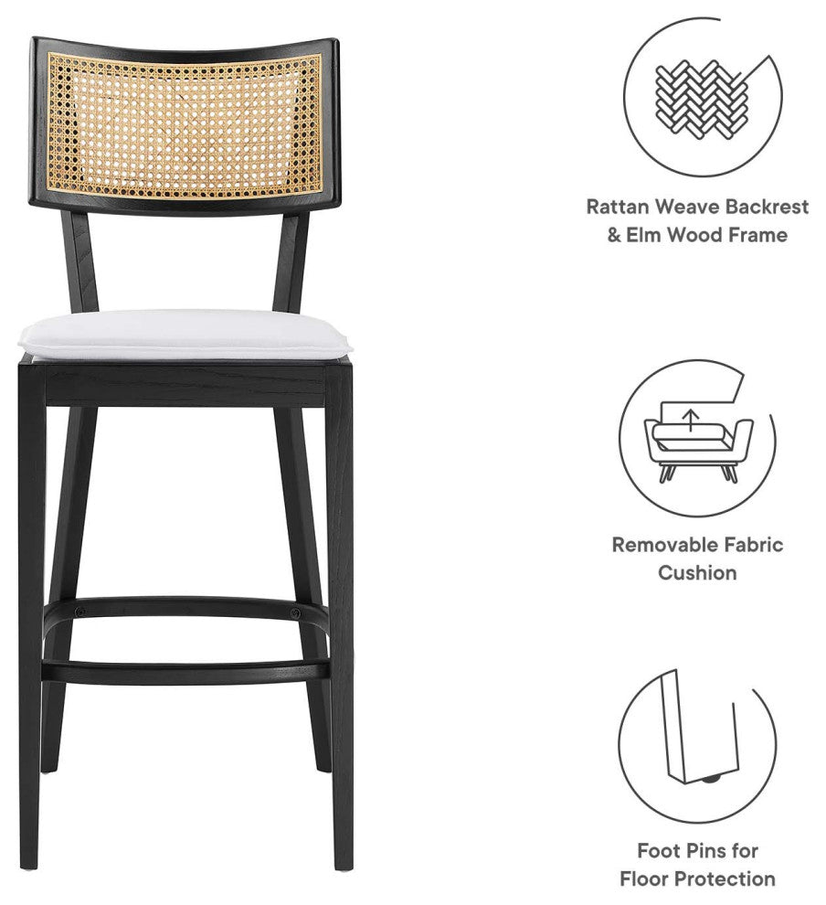 Caledonia Wood Bar Stools - Set of 2 - Black White