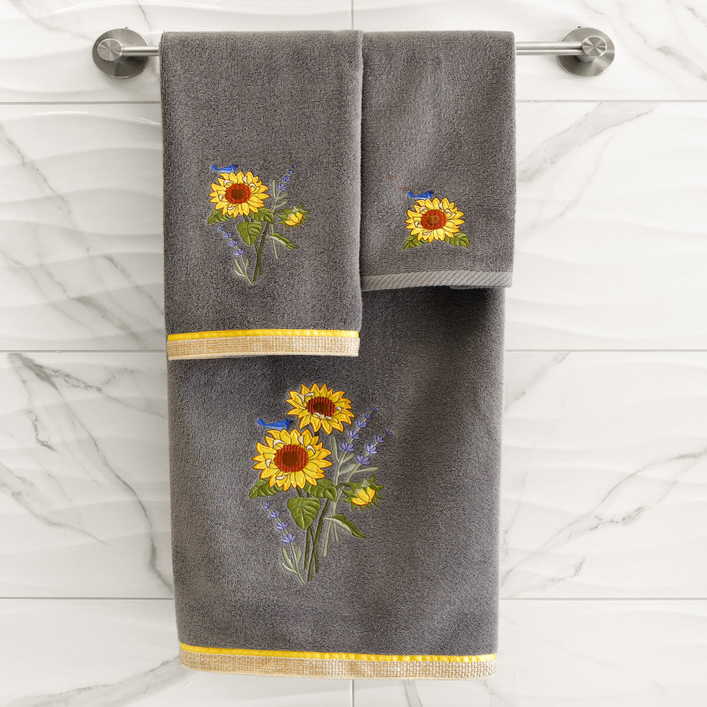 Linum Home Textiles 100% Turkish Cotton GIRASOL 4PC Embellished Towel Set
